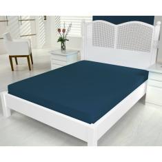 Lençol Micropercal King 01 Peça Azul Marinho