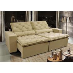 Sofá Lisboa. 3,12m Retrátil, Reclinável com Molas no Assento Tecido Su