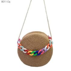 Bolsa Feminina Redonda de Palha / Praia com Corrente 8011 - H2 Bolsas,