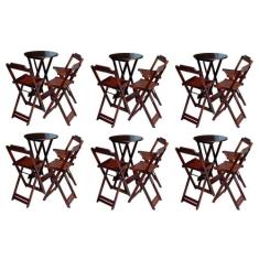 Kit 6 Jogos de Mesa Bistrô de Madeira Dobrável com 3 Banquetas - Imbui