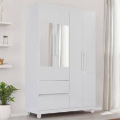 Guarda-Roupa de Solteiro Madri 4 Portas 2 Gavetas Com Espelho - Tudo De Móveis