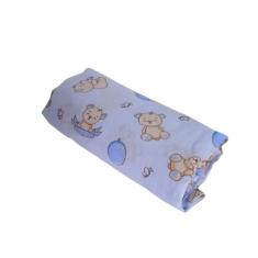 Lençol Berço Bebê Padrão com Elástico Algodão Estampado Avulso Bercinho Urso Balões Azul