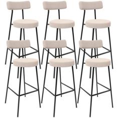 Kit 06 Banquetas Altas Cozinha Bar Sala De Jantar Em Aço Milão L02 Sue