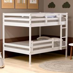 Beliche Casal Casal Eco Com Grade De Proteção Madeira Maciça Branco Mobilistore