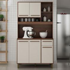 Armário De Cozinha 5 Portas 1 Gaveta E Nichos Ametista Valdemóveis Chocolate/off White