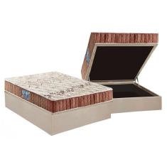 Cama Box Baú Casal 138x188 Kit Colchão Espuma D28 Confort Suede Clean Bege Anjos