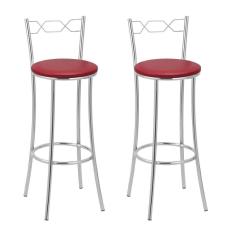Kit 2 Banquetas Cromadas Bc51-a - A107 Cromada/vermelho