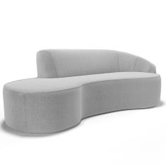 Sofá 3 Lugares Curvo Sala De Estar Living Firenze Direito D02 Bouclê Cinza 180 Cm B-56 - Lyam