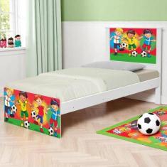 Cama Solteiro Adesivada Futebol Meninos com Colchão - CasaH