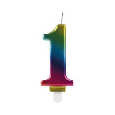 Vela de Aniversário Wave Colorida Número 1-01 unidade