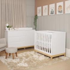 Quarto De Bebê Retrô Berço Médio E Cômoda Amor Perfeito - Divicar, bra