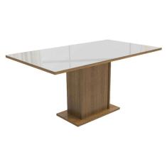 Mesa Madesa Retangular Tampo De Vidro 5275 Rustic Branco