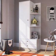 Guarda Roupas de Bebê Prateleiras 1 Porta Meu Fofinho Branco/Fumê