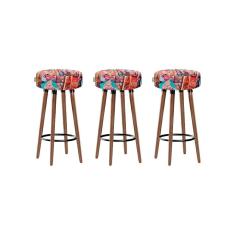Kit 3 Banquetas Alta Pés Palito Roma Coca Cola 70cm