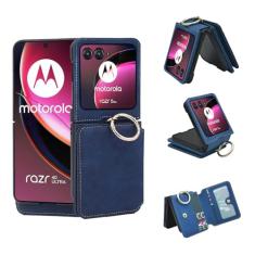 Asuwish Capa de telefone para Motorola Razr 40 Ultra/Moto Razr Plus 2023 capa carteira com anel alça transversal cordão suporte para cartão de crédito acessórios para celular Razr+ + 5G XT2321-3