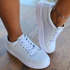 Tenis Feminino Branco Casual Com Sola de Borracha Anti-Derrapante. Classico Casual Para o Dia  a Dia.