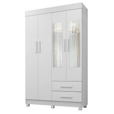 Guarda Roupa Copacabana New 4 Portas 2 Gavetas Com Espelho Benetil Móveis Branco