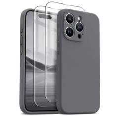 HIKII Capa para iPhone 15 Pro Max, silicone atualizado à prova de choque [pacote com 2 protetores de tela] [compatível com Magsafe] [proteção da câmera], forro de microfibra antiarranhões, 17 cm,