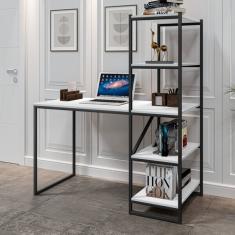 Escrivaninha Com Estante 130cm Home Office Fit Yescasa Branco