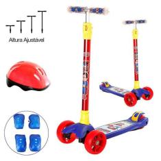 Patinete Infantil DM Radical 4 Rodas com Led + Kit Proteção