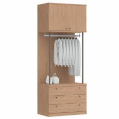 Módulo Cabideiro 3 Gavetas e 2 Portas Guarda Roupa Closet Modulado Sma