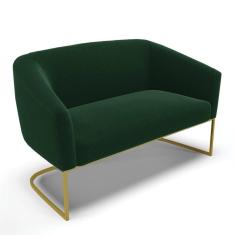 Sofá Namoradeira 2 Lugares Industrial Dourado Stella Bouclê Verde D03 - D`rossi