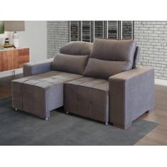 Sofá Retrátil e Reclinável 190 cm Vegas Veludo Castor Chamby Móveis