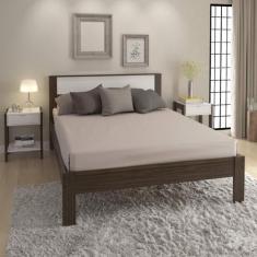Cama de casal para colchão 1,38m CM8005 Tecnomóbili, Nogal/Branco