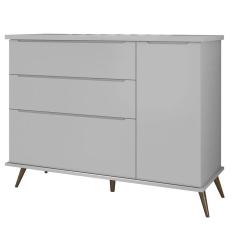 Cômoda Infantil 1 Porta 3 Gavetas 100% Mdf Pés Retrô Cinza