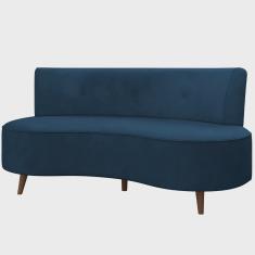 Sofá Chaise Living 2 Lugares 135cm Sala de Estar Istambul K01 Veludo Azul Marinho - Lyam Decor