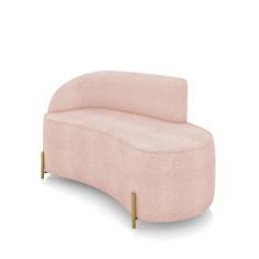 Sofá 2 Lugares Orgânico 140cm Pé Dourado Morgan Bouclê Rosê D03 - D`rossi