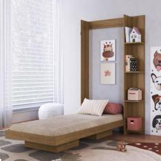Cama Solteiro Juvenil Articulável Vertical com Estante 80 Vancouver - 