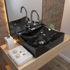 Kit Cuba Q440 Com Torneira Luxo 1195 Metal + Válvula Click 1``b (2,6cm) + Sifão Cromado + Flexível Preto