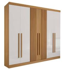 Guarda Roupa Casal 6 Portas 6 Gavetas - Da Vinci Plus Ripado-Cinamomo/Off White - Móveis D`Doro