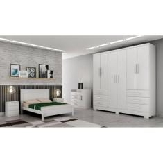 Guarda Roupa Solteiro com Pés 6 Portas 6 Gavetas - Encant-Branco - Móveis Novo Horizonte