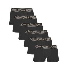 Kit 6 Cuecas Zorba Boxer Plus 717 Preto - G, Preto, G