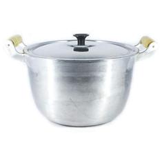 Caldeirão Alumínio Fundido Polido Alça de Madeira 30cm