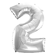 Balão Metalizado Prata Número 2-70cm