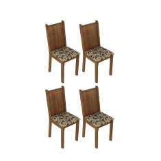 Kit 4 Cadeiras Rustic Floral Bege Madesa 4290