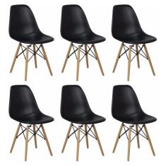 Kit 6 Cadeiras Charles Eames Wood Design Eiffel 
