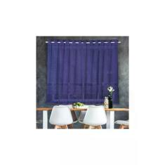 Cortina para Cozinha Interlar 220x130 cm Renda Color Azul