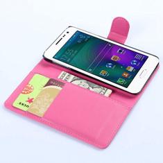 Capa para Samsung Galaxy A3 (2015) – Capa flip carteira de couro PU para Samsung Galaxy A3 (2015), capa de proteção de telefone estilo empresarial, capa com [compartimentos para dinheiro e cartão]