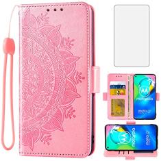 Asuwish Capa carteira compatível com Moto G8 Power protetor de tela de vidro temperado porta-cartões flip alça de pulso suporte capa de celular para MotoG8Power Motorola 8 8G G8Power XT2041-1 2020