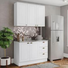 Cozinha Compacta Americana 5 Portas 3 Gavetas 100% Mdf Branco - Henn, 