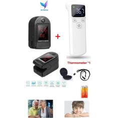 Oxímetro Dedo/Pulso Oled Adulto e Pediátrico ROSA + Termometro Infrave