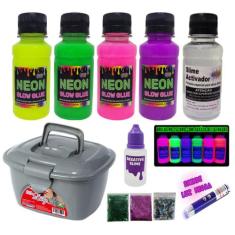 Mini Kit Para Fazer Slime Colas Neon + Luz Negra - IneSlime, Maleta pr
