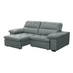 Sofa Retratil Reclinavel 2 Lugares 2,90m Crystal Veludo Cinza Lansofbr