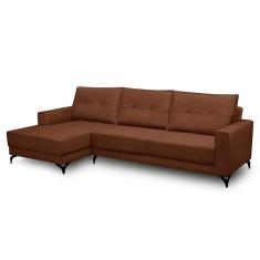 Sofá 5 Lugares Heros com Chaise Esquerdo Veludo Terracota