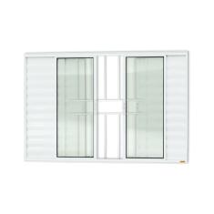 Janela Janela Veneziana Confort 6 Folhas Com Grade Vidro Liso 100cm X 120cm Brimak Branco