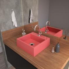 Kit Cuba Q355 Com Torneira 1198 Metal 1/4 Volta Compace Rosa